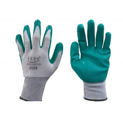 NAVI-Găng tay polyester phủ PU Natri lòng (trắng-xanh lá) 35 g Size M